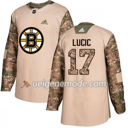 Herren Eishockey Boston Bruins Trikot Milan Lucic 17 Adidas 2017-2018 Camo Veterans Day Practice Authentic